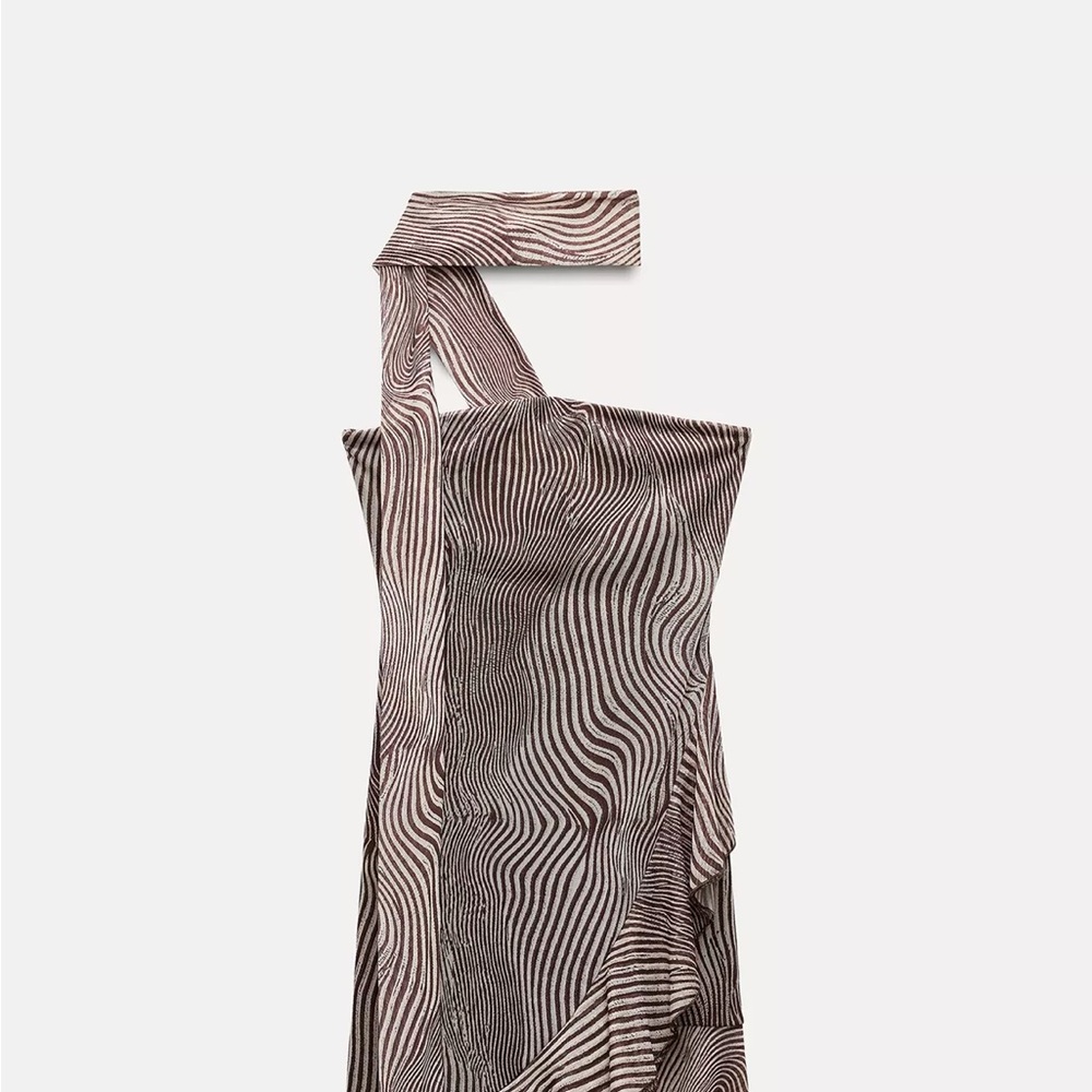 Zara neck tie zebra Halter Dress